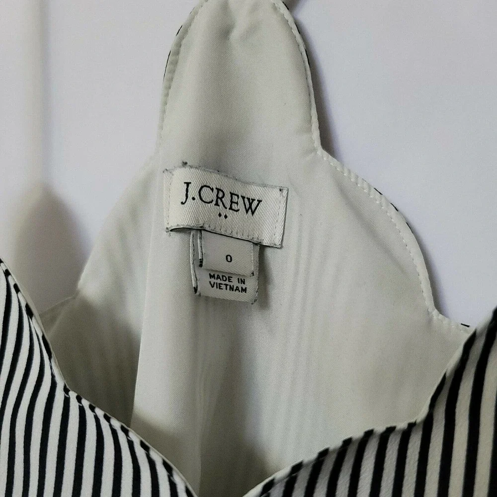 J.Crew Size 0 Spaghetti Strap Sleeveless Racerback Black/White Striped Tank Top - Picture 3 of 6